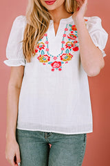 Babe Vibes Floral Embroidered Short Sleeve Top