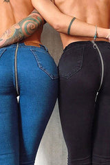 Back-zip Skinny Jeans