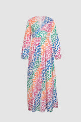 Colorful Leopard Print Maxi Dress