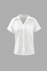 Front Pocket Linen Short Sleeve Shirt