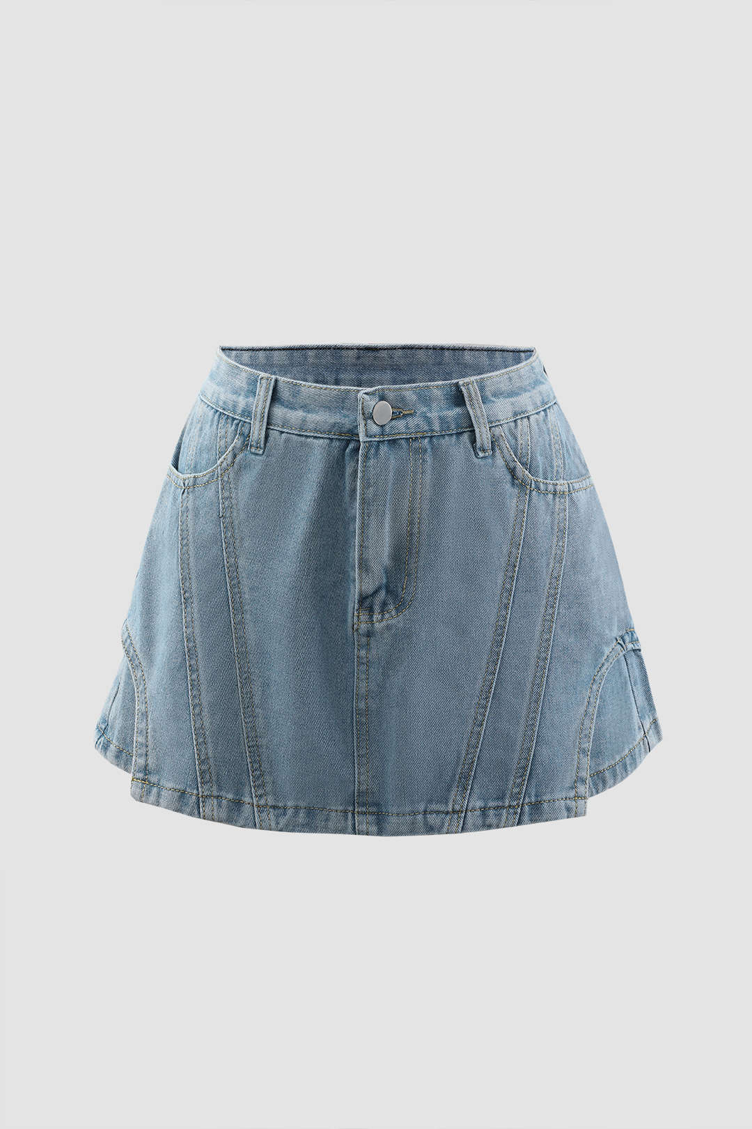 Contrast-Stitch Denim Shorts