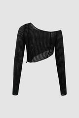 Asymmetric Long Sleeve Crop Top