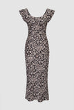 Floral Print Tie Back Midi Dress
