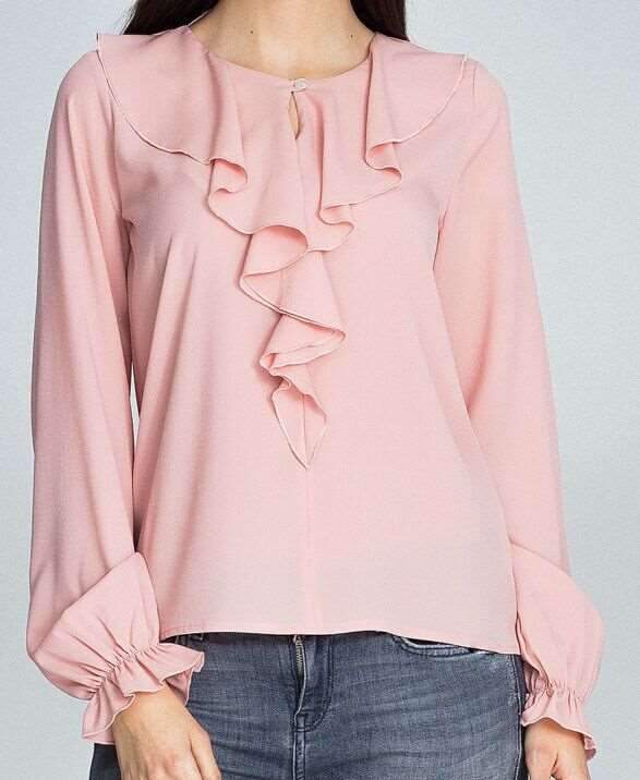 Petals collar Long sleeve Loose Blouses