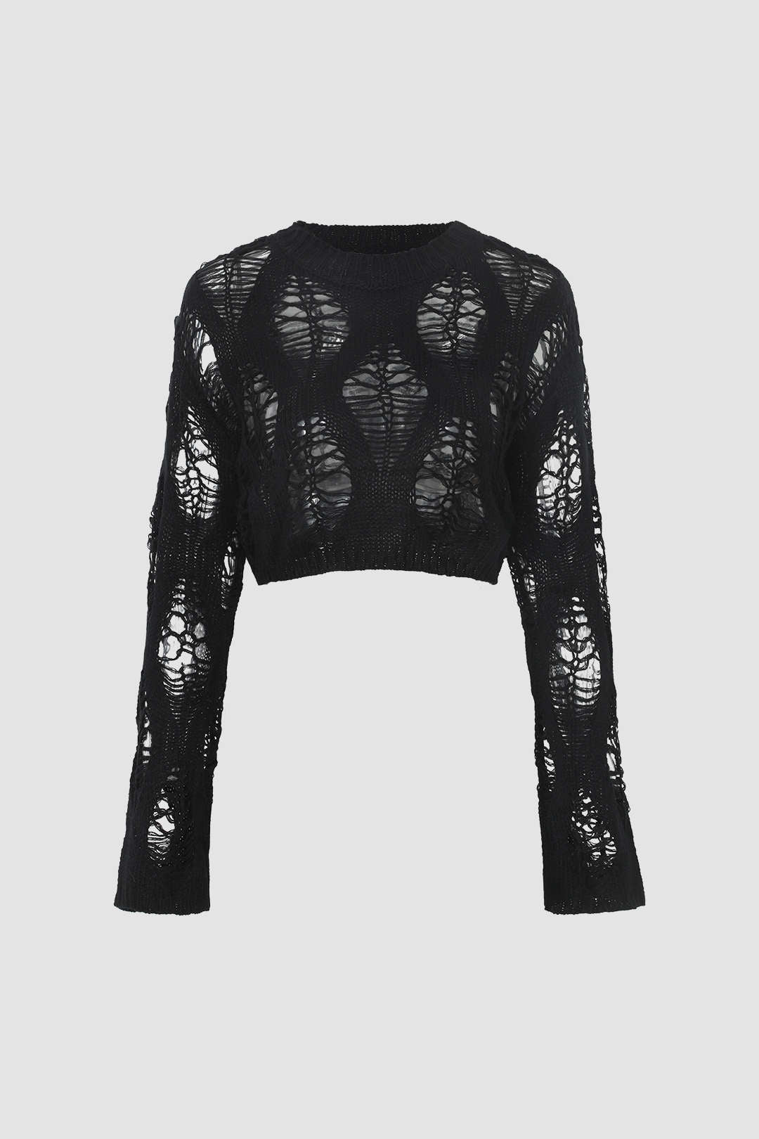 Destroyed Cut-Out Long Sleeve Knit Top