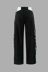 Contrast Waist Pleated Cargo Pants