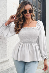See You There Statement Sleeve Smocked Top