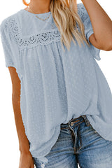 Picture It Lace Swiss Dot Short Sleeve Top