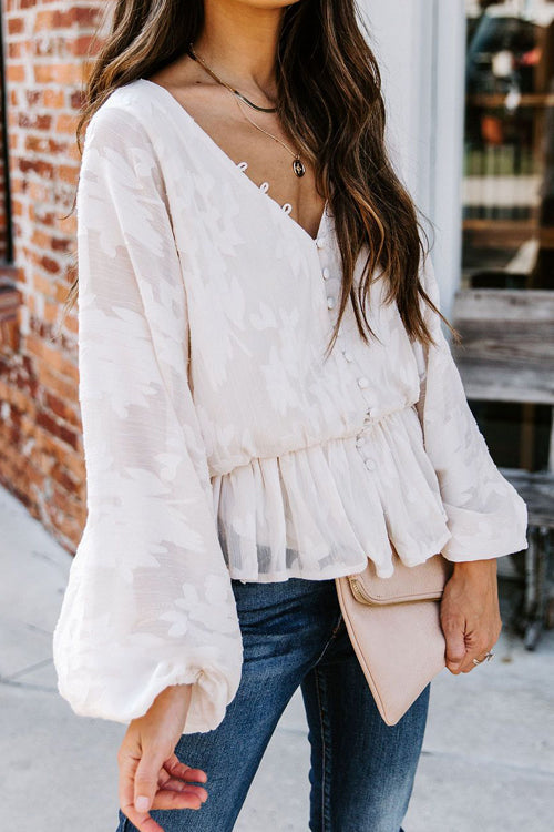 Just As Lovable Embroidery Button-Up Top