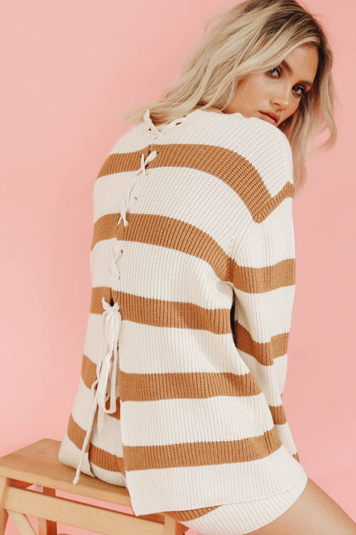 After Sundown Striped Knit Sweater Suit