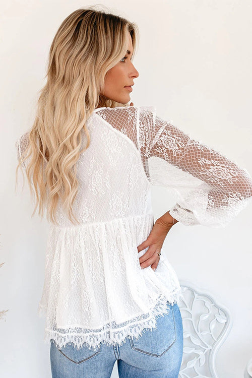 Crazy About You Lace Long Sleeve Top