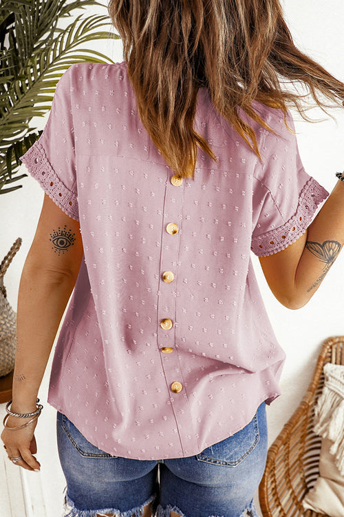 Every Summer Day Lace Dot Short Sleeve Top