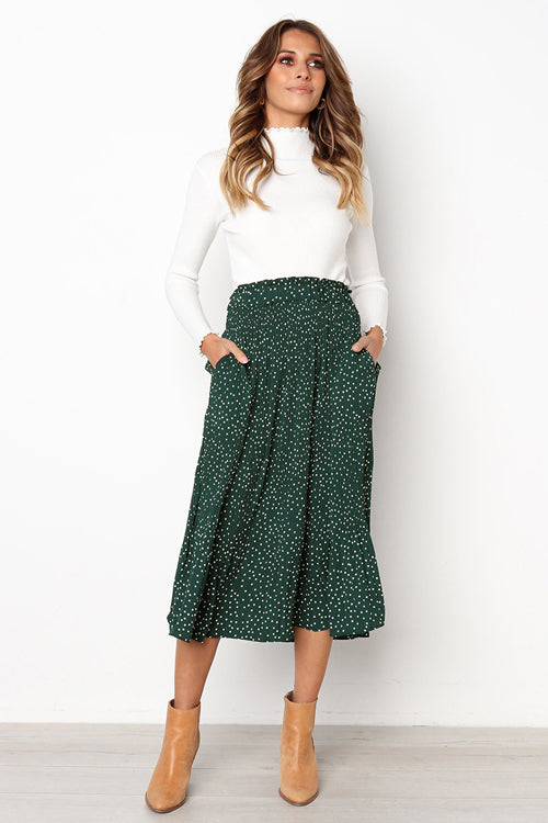 Keep Loving Pleated Print Pocket Maxi Skirt
