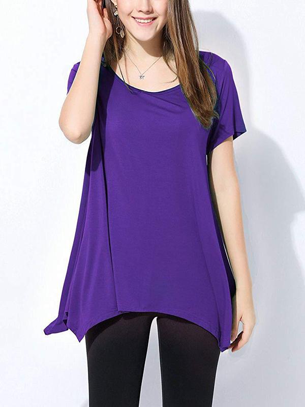 Plus Size Round Neck Woman Short Sleeve T-shirt