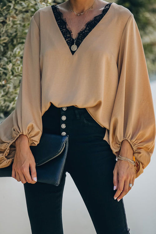 Date Night Out Lace Balloon Sleeve Top