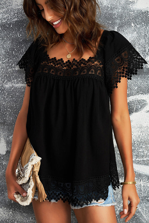 For The Weekend Lace Short Sleeve Top