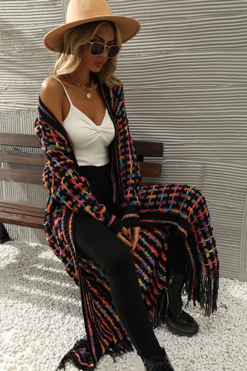 What You See Colorful Tassel Knit Cardigan