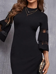 Plus size Crew Neck Plain Elegant Dresses