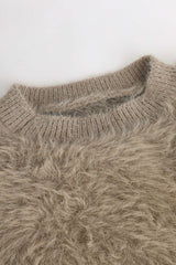 Furry Knit Crew Neck Sweater