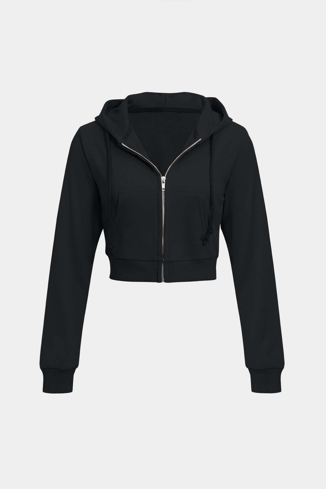 Cropped Zip Through Hoodie