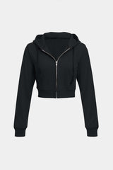 Cropped Zip Through Hoodie