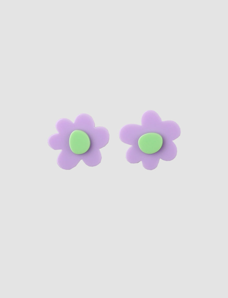 Purple Sweet Acrylic Flower Ear Studs