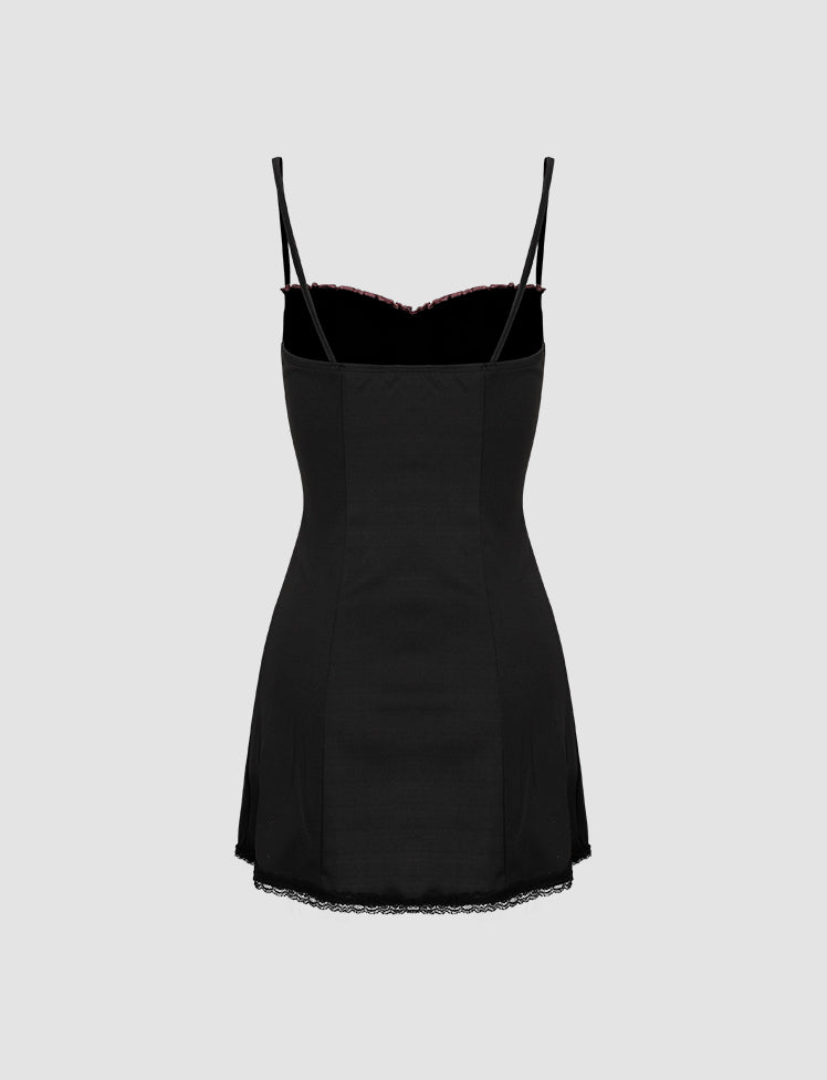 Lace Patch Summer Little Black Dress For