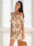 Off-the-shoulder Printed Bodycon Mini Dress