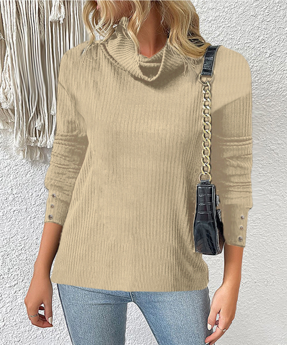 Plain Fashion High Neck Sweaters