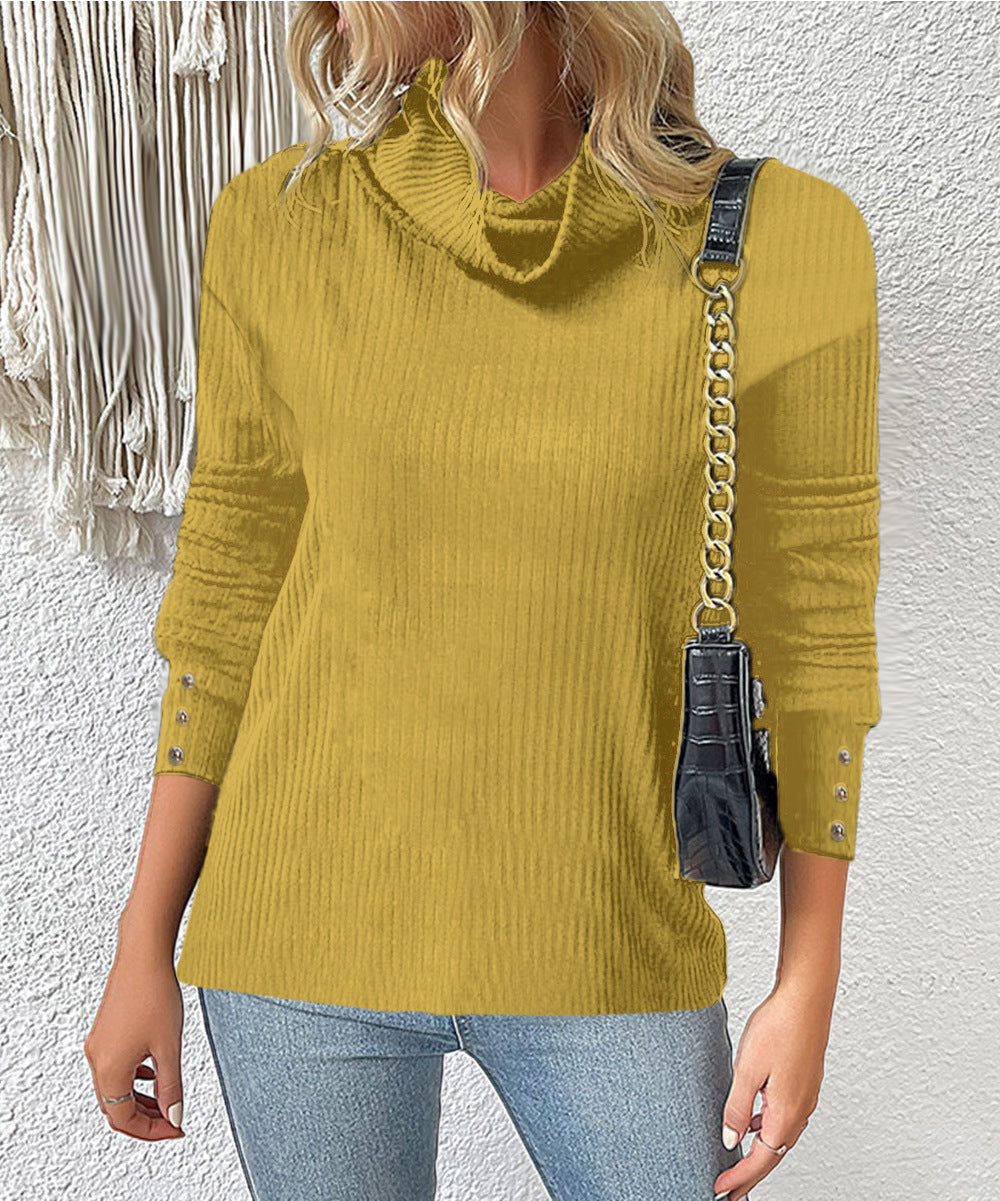 Plain Fashion High Neck Sweaters