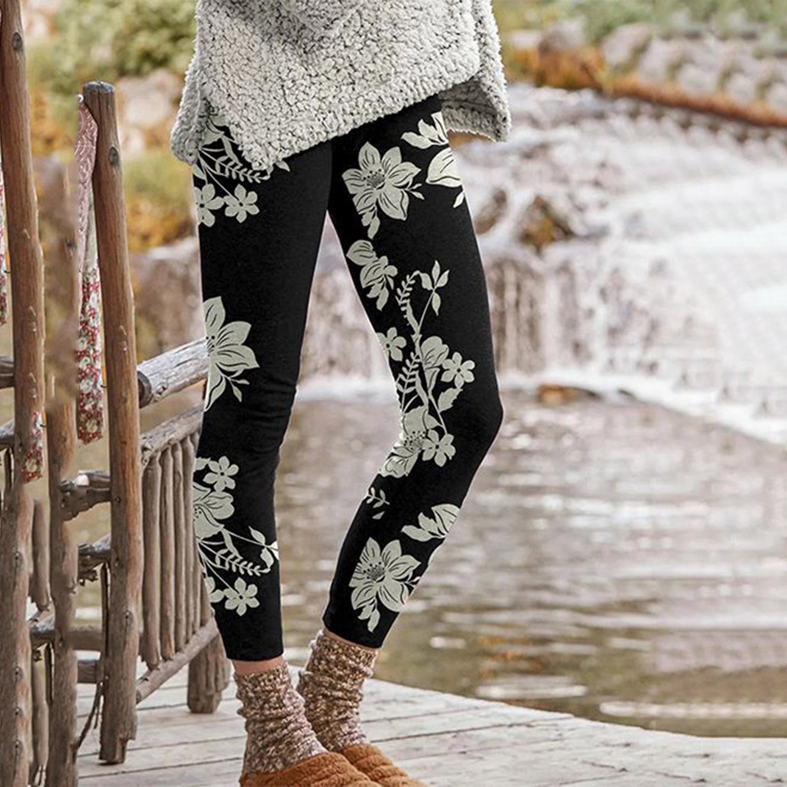 Printed based thin women's long pants