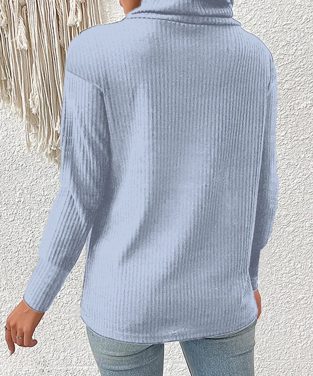 Plain Fashion High Neck Sweaters