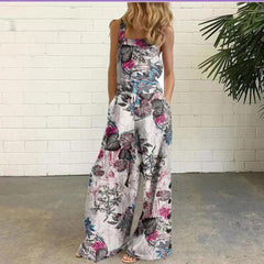 Printed Loose Sleeveless Square neck Jumpsuits