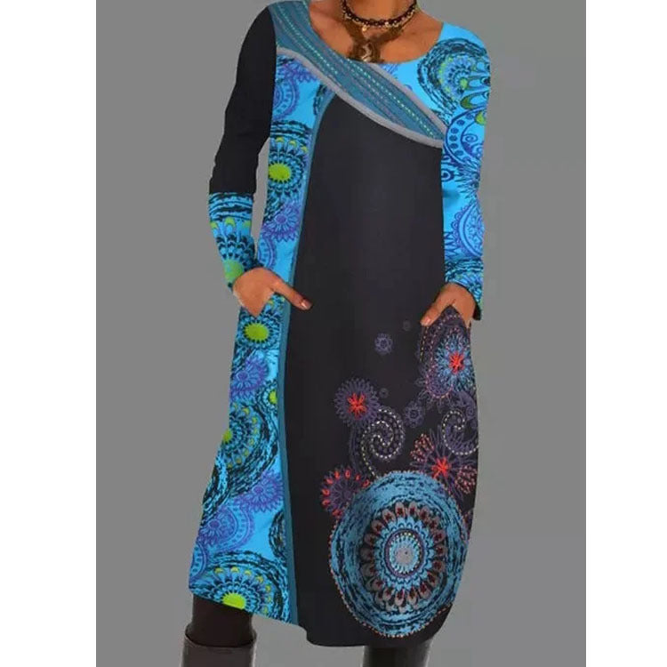 Printed ethnic style dress long dresses maxi dresses