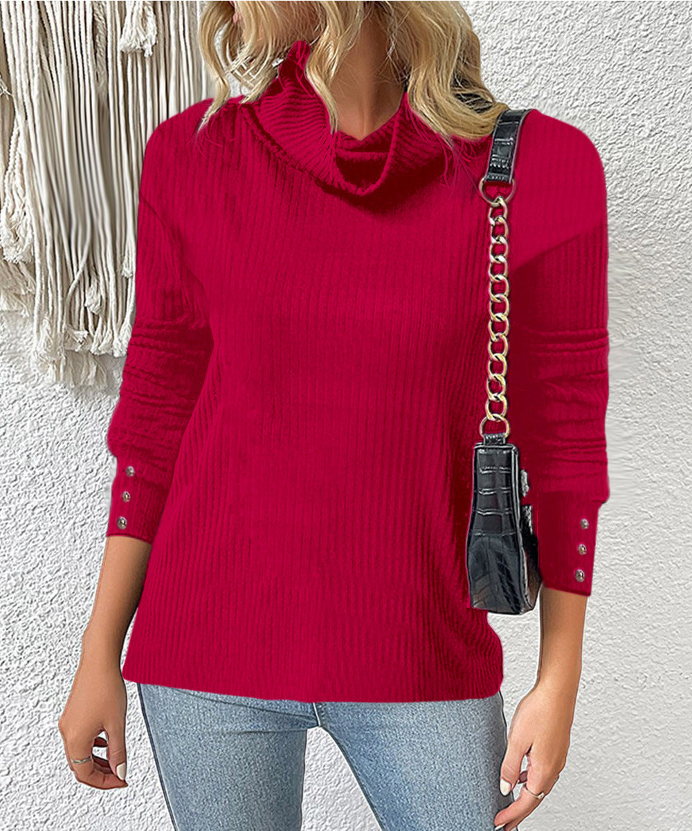 Plain Fashion High Neck Sweaters