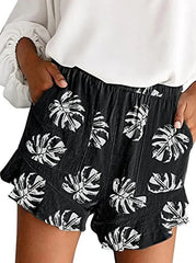 Printed Fashion High Waist Shorts Plus Size Loose Casual Pants