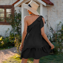 One off shoulder women loose vacation dress