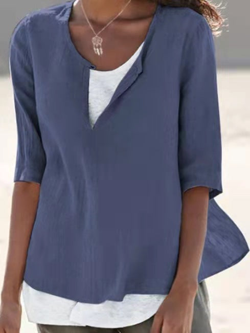 T shirt Solid Colored Round Neck Tops Basic