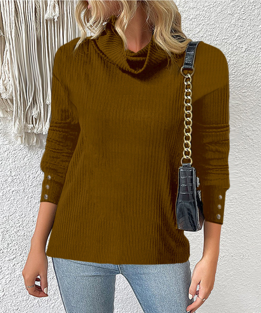 Plain Fashion High Neck Sweaters