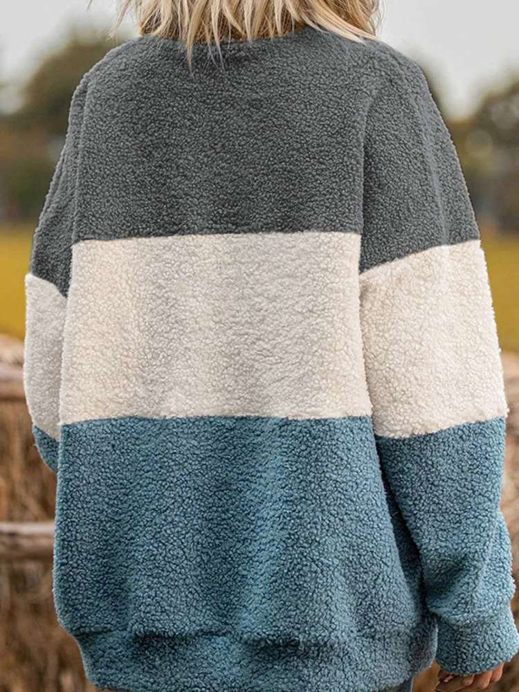 Plush Gored Round neck Long sleeve Sweatshirts