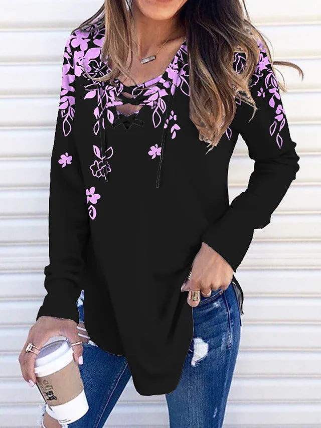 Printed Long Sleeve Rope Sweatshirts