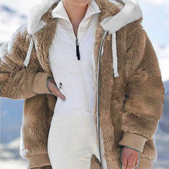 Plush coat loose long-sleeved zipper hooded coats