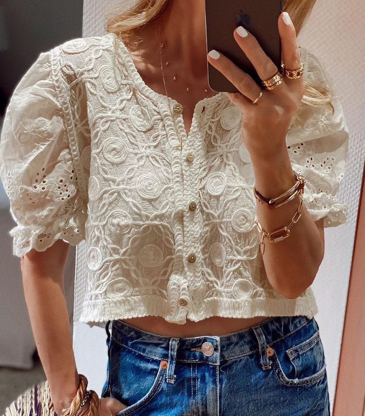 Sweet Details Lace Embroidered Top