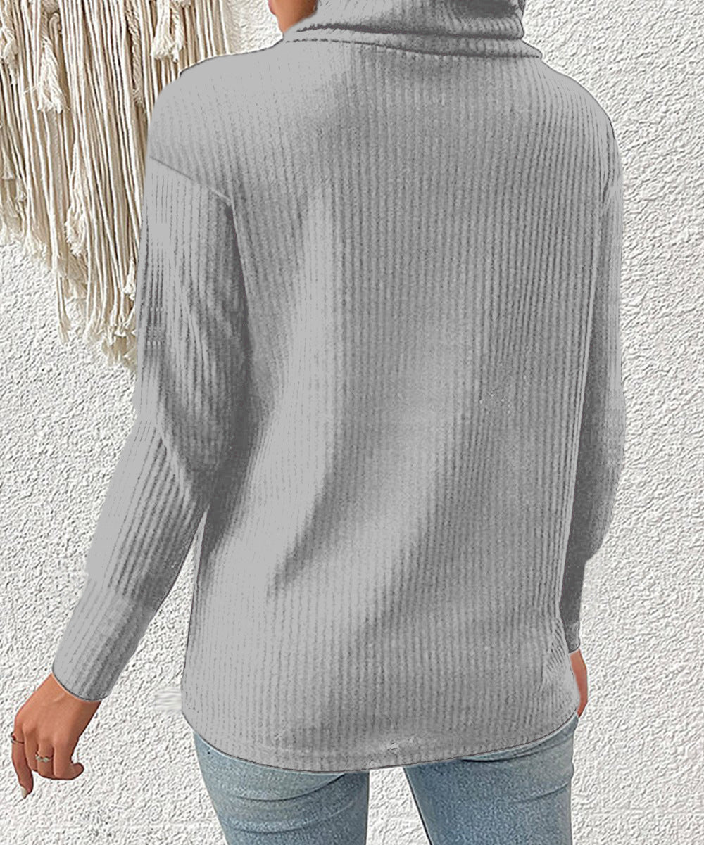 Plain Fashion High Neck Sweaters