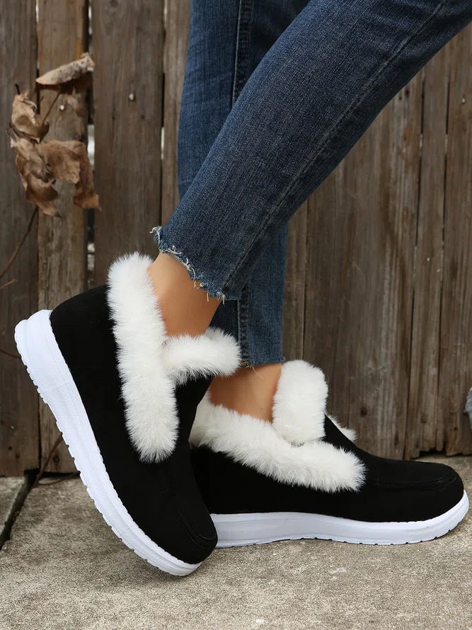 Plus Size Split Joint Furry Boots Warm Shoes (3 colors)