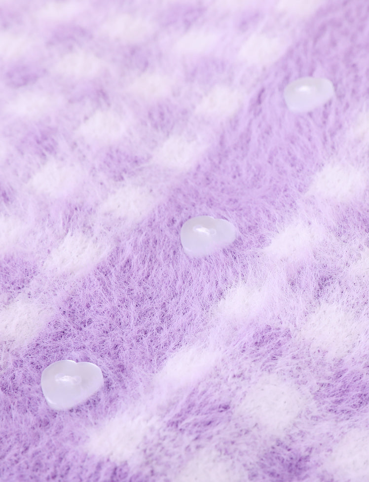 Purple Plaid Fuzzy Crop Top