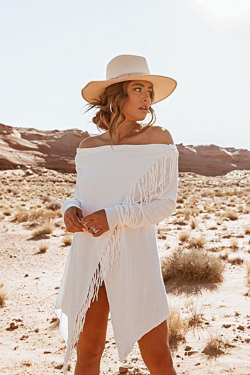 Freethinker Cream Tassel Up Knit Cardiagn