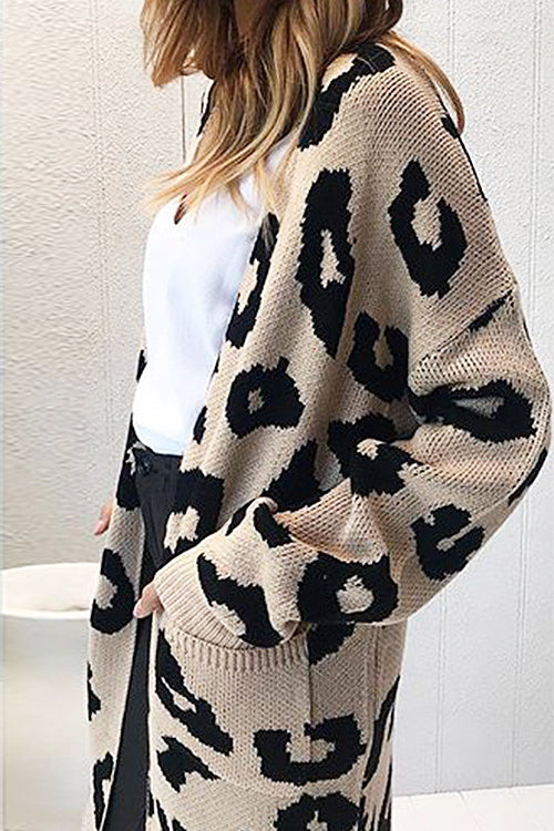 Chancery Leopard Print Knit Sweater Coat