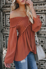 Over Heels V-neck Pleated Flare Top