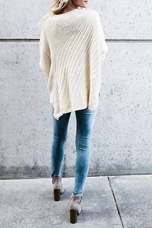 Take It Easy Zip Up Knit Cape Sweater